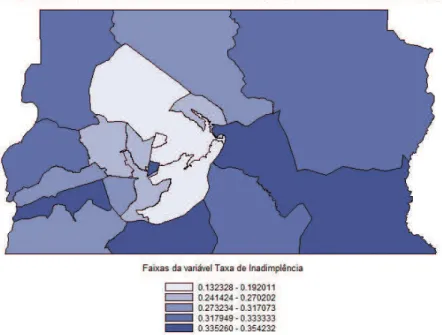 Figura 6. Distribuição espacial das taxas de inadimplência do Distrito Federal.