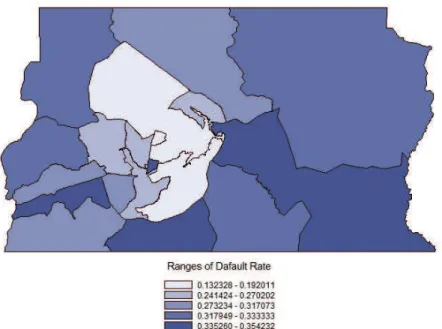 Figure 6. Spatial distribution of default rates in the Distrito Federal.