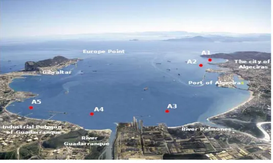 Fig. 6 - Sampling Points on Algeciras Bay 