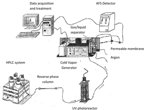 Figure 2.3. Schematic diagram of the HPLC–UV-CVAFS system. 