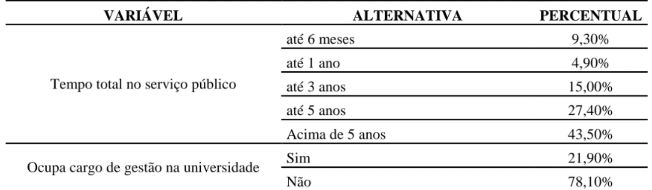 Tabela 1  –  Perfil dos respondentes 