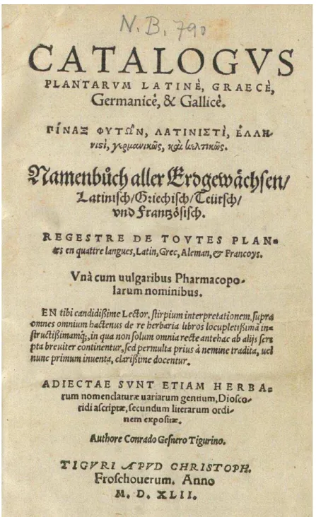 Figura 2 - Frontispício de Catalogus Plantarum 