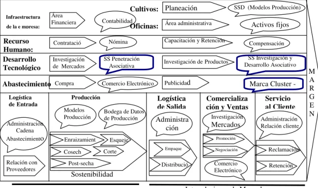 figura 4 (Herrera 2003) para fortalecer al sector como verdadero cluster; a continuación  estos puntos se presentan de acuerdo con el diamante