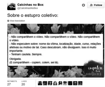 Figura 2 – Exemplo de Post Conscientização/Solidariedade