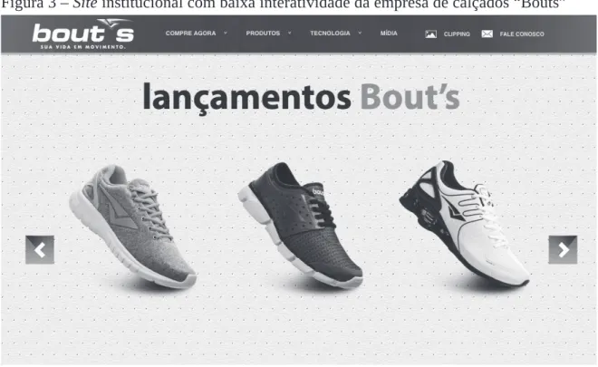 Figura 3 – Site institucional com baixa interatividade da empresa de calçados “Bouts”