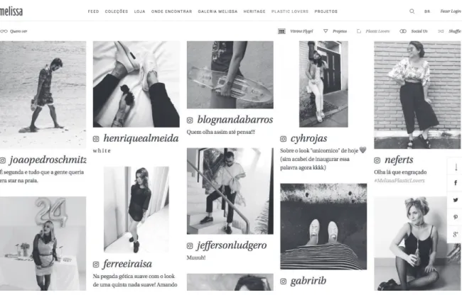Figura 9 – Alta interatividade no site institucional da empresa de calçados “Melissa”