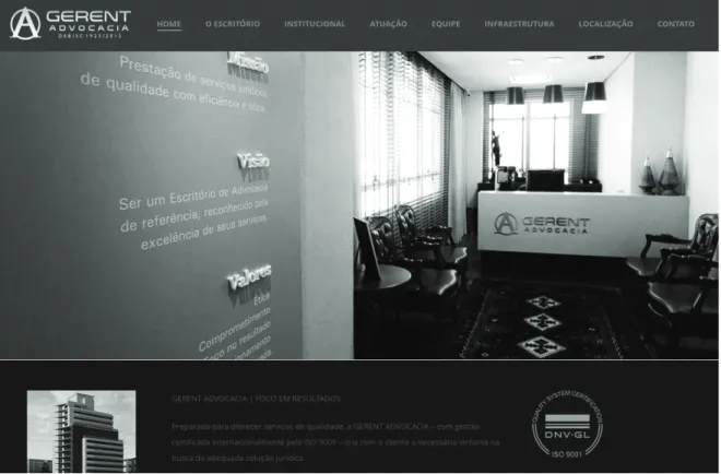Figure 1 – Institutional site with low interactivity of the “Gerent Advocacia”