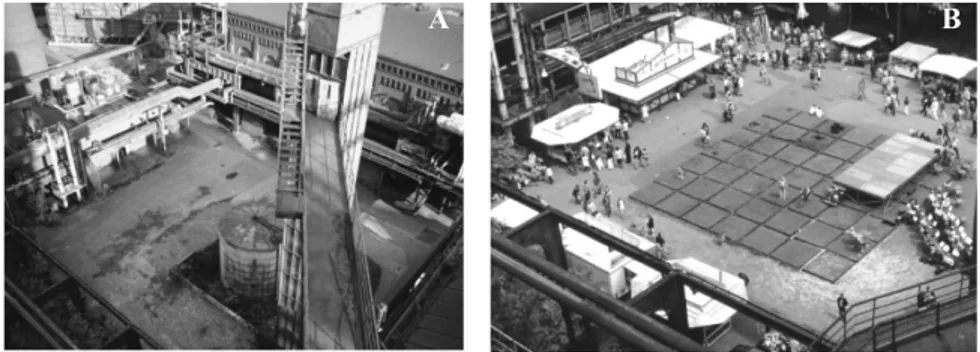 Figure 2:  “Piazza Metallica” at Duisburg Nord Park before reclamation (A)  and after (B)