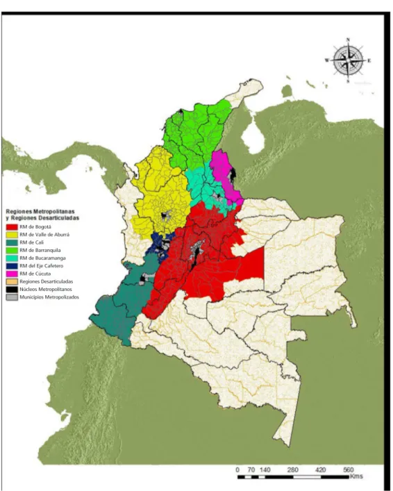 Figura 4 – Regiones metropolitanas de Colombia