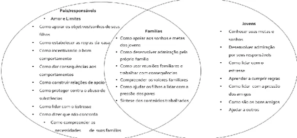 Figura 3. Conteúdo do Programa Famílias Fortes (Fonte: Stolle, Stappenbeck, Wendell, &amp; 