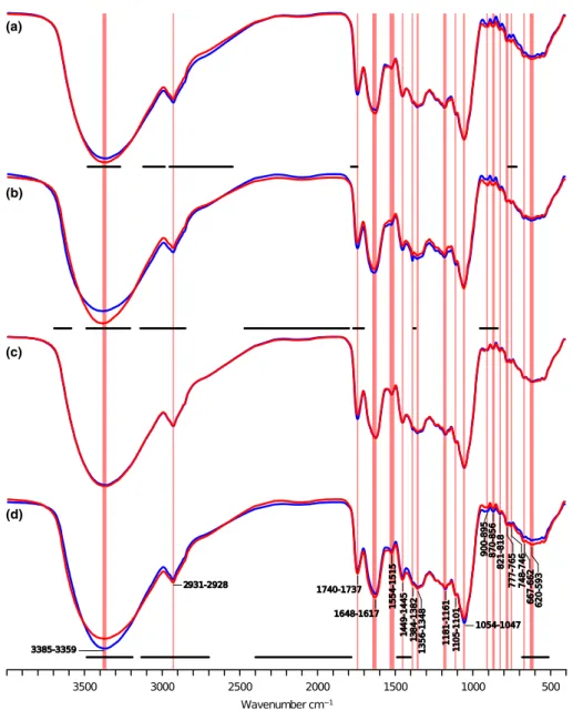 Fig. 1. Fourier transform-infrared (FT-IR) spectra of cork oak roots inoculated with P