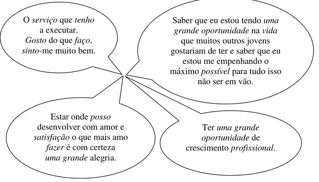 Figura  3:  Segmentos  de  discurso  representativos  do  núcleo  temático  “Realização  do  trabalho e Possibilidade de Crescimento Profissional” (29,58%)