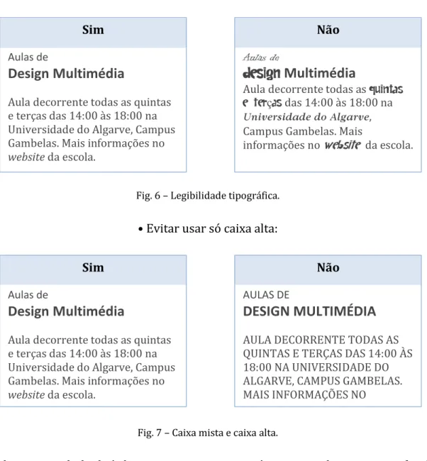 Fig. 6 – Legibilidade tipográfica. 