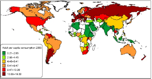Figure 3. Alcohol consumption in World 