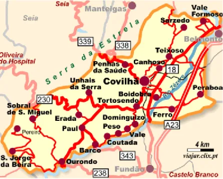 Figura 1 – Mapa do Concelho da Covilhã 
