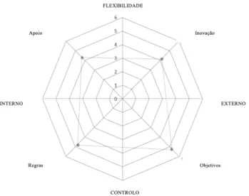 Figura 3.1: Representação gráfica das dimensões de cultura da organização em estudo 