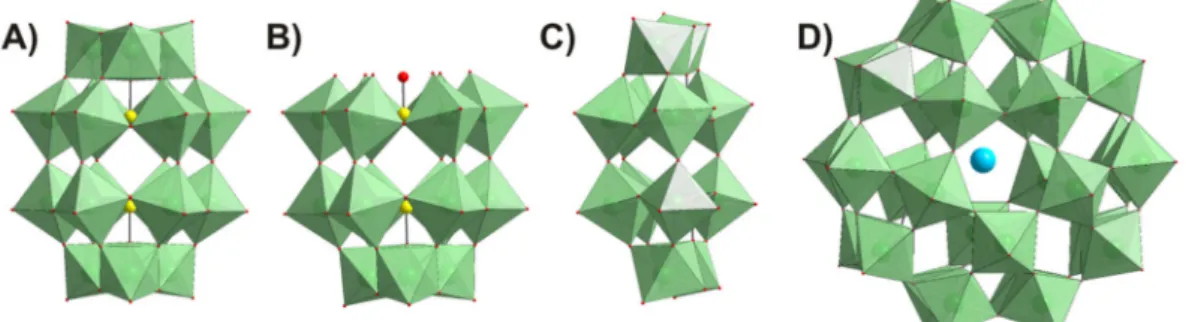 Figure 1. Polyhedral representation of polyoxotungstate (POT) structures tested in this study.