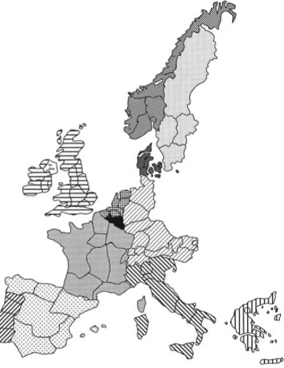 Figura 3 - Mapa Europeu por  clusters  de Cultura Alimentar (Askegaard &amp; Madsen, 1998) 