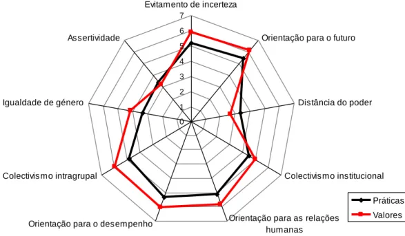 Figura 10 – Scores médios das dimensões de cultura organizacional 