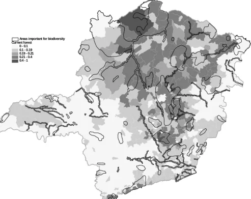 Figure 1: Forest Cover on private agricultural land, by municipality, 1996 Current forest 0 - 0.1 0.1 - 0.19 0.19 - 0.21 0.21 - 0.4 0.4 - 1