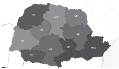 Figure 1. Mesoregions in Paraná State
