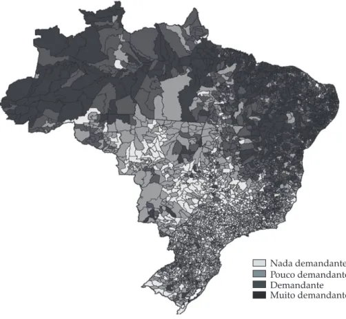 Figura 1. Distribuição dos diferentes agrupamentos por municípios brasileiros