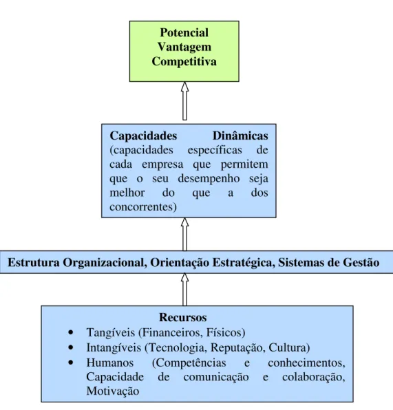 Figura 2.11 Integrando os Recursos para Criar Capacidades Organizacionais que  potenciem vantagem competitiva 