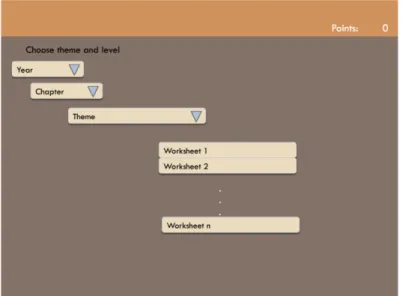Figure 3. The student chooses the level to play. He plays by solving worksheets of problems  