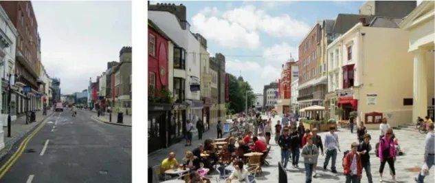 Fig. 10 - Rua Brighton, Inglaterra, após a sua conversão - aumento em 62% do tráfego pedestre e das actividades de estadia em  600%