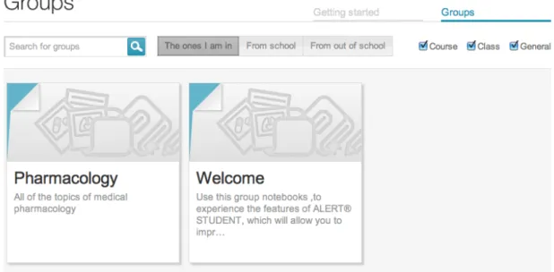 Figure  4  -  Group  list  page  where  the  user  can  search  for  existing  Groups
