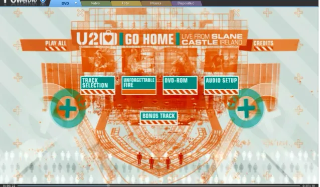 Ilustração 4: DVD dos U2 - Go Home Live from Slane Castle. Menu de Opções