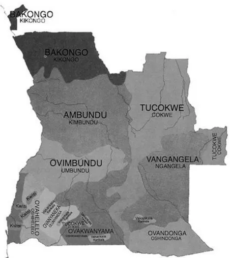 Figura 3 - Mapa dos Grupos Etnolinguísticos de Angola 