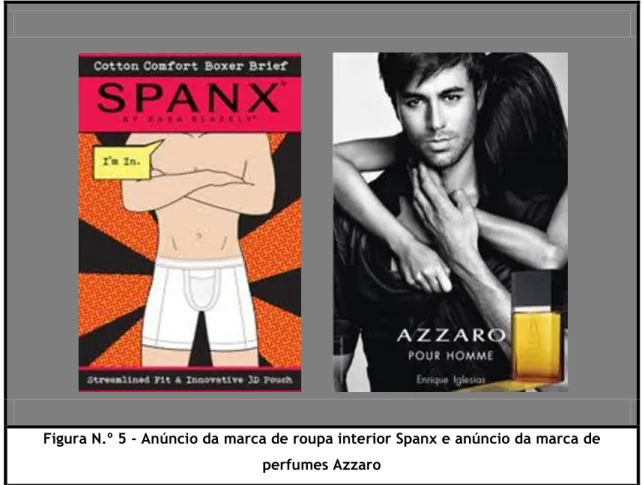 Figura N.º 5 - Anúncio da marca de roupa interior Spanx e anúncio da marca de  perfumes Azzaro 