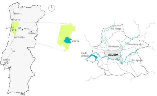 Figura 1 – Localização geográfica do concelho de Águeda, [Fonte: Autor, 2012] 