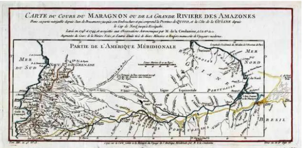 Figure 3 – Carte du cours du Maragnon ou de la grande   riviere des Amazonas, La Condamine and D’Anville 