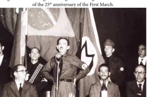 Figure 5 – Plínio Salgado talking at the ending of the commemorations   of the 25 th  anniversary of the First March