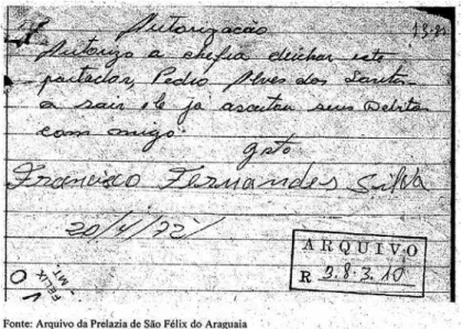 Figure 2 – Authorization for the release of a worker (forged by him). 