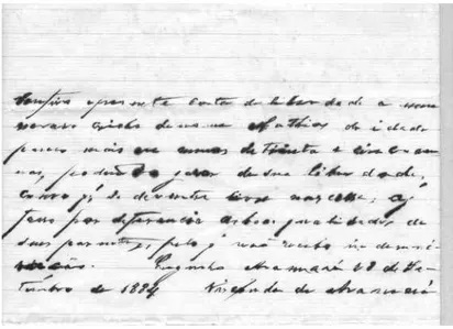 Figure 2 – I present this letter of freedom to my Creole slave named  Matias, more or less 35 years of age, who is able to enjoy his  freedom as if he had been born of a free womb, which I grant in  deference to the good qualities of his relatives, for whi