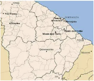 Figura 1 – Locais de atuação dos índios do   Ceará na Confederação do Equador