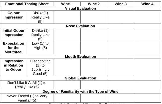 Figure 2.1. Emotional Sheet – English Version 