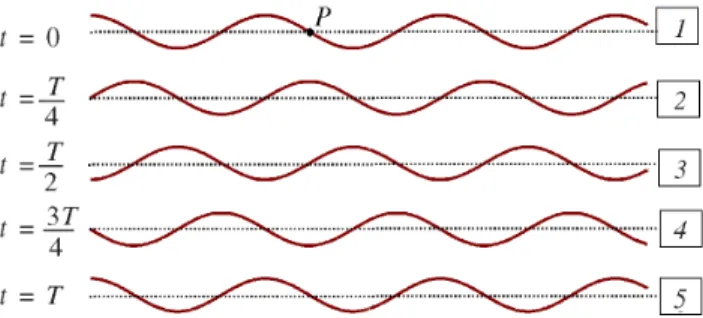 Figura 1 - Una onda arm´ onica se propaga a lo largo de una cuer- cuer-da, sin fricciones internas ni externas