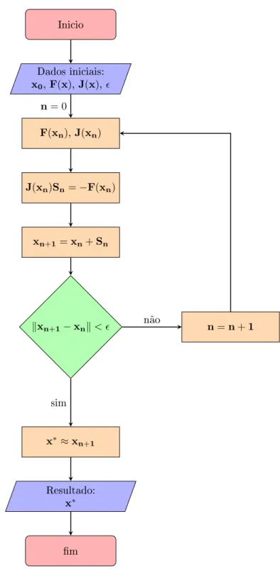 Figura 6.1: Exemplo de um uxograma do método de Newton em R n