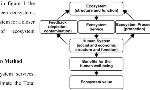 Fig 1 – Relationship between ecosystems and the human system. An  adaptation from (Brown, Bergstrom, and Loomis 2007) 