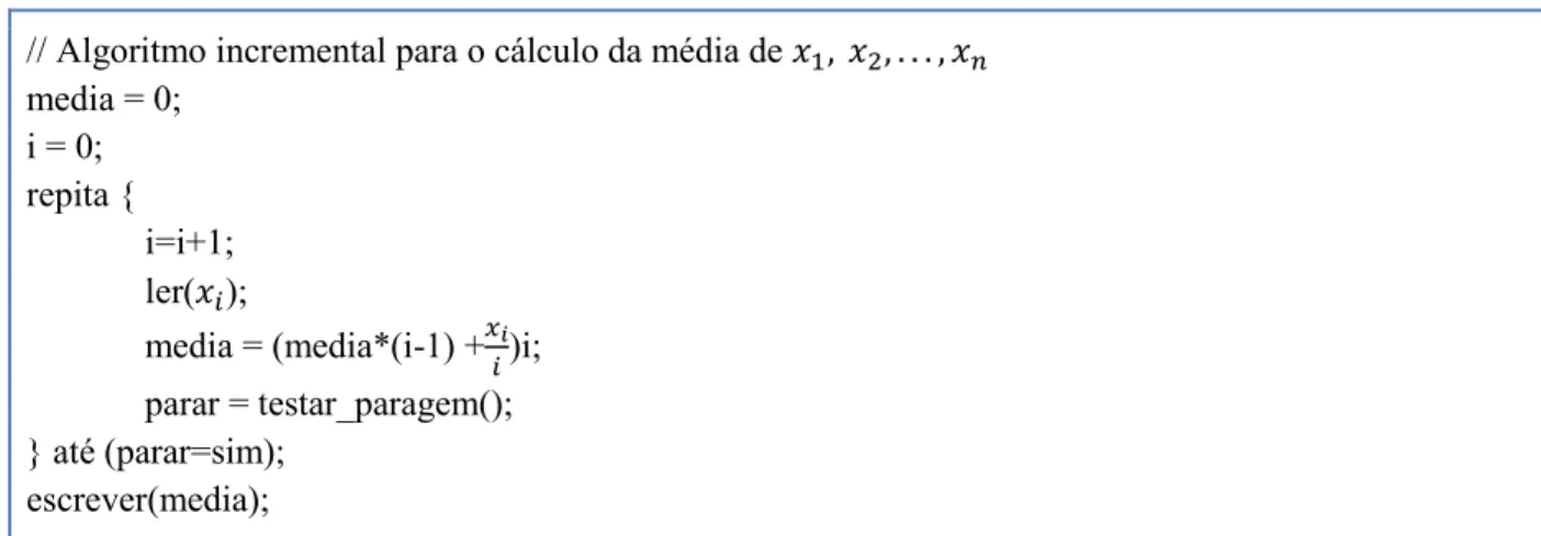Figura 2.2: Exemplo de um algoritmo incremental 