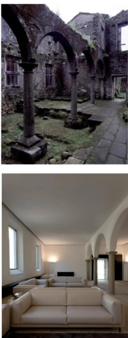 Fig. 5 – Antes e depois da  reconversão do antigo Convento  de Tibães para uma hospedaria