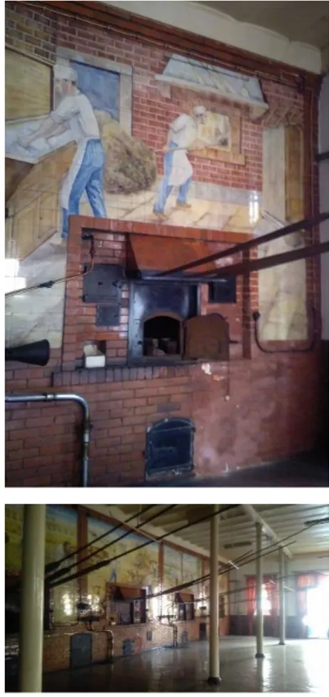 Fig. 31 - Fotos do interior da fábrica  de pão, a única que conserva os  interiores originais 