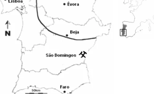 Figura 1 – Localização geográfica da área mineira de São Domingos. 