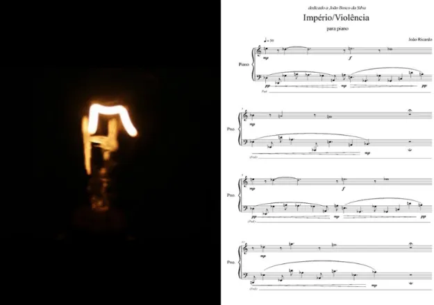 Figura 25 – Foto de capa e primeira página da partitura de Império/Violência. 