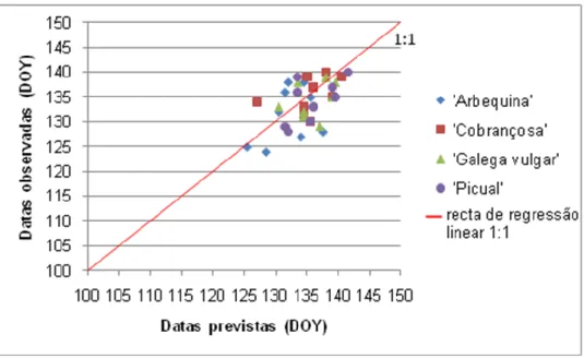 Figura 11 – Validação do modelo – datas MPF observadas / datas MPF previstas pelo modelo