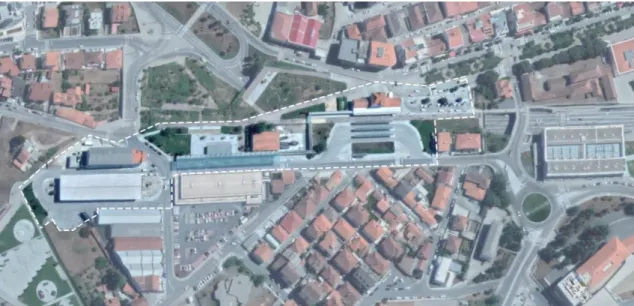 Figura 13: Limites da Interface de Bragança. Imagem retirada e adaptada do Google Maps